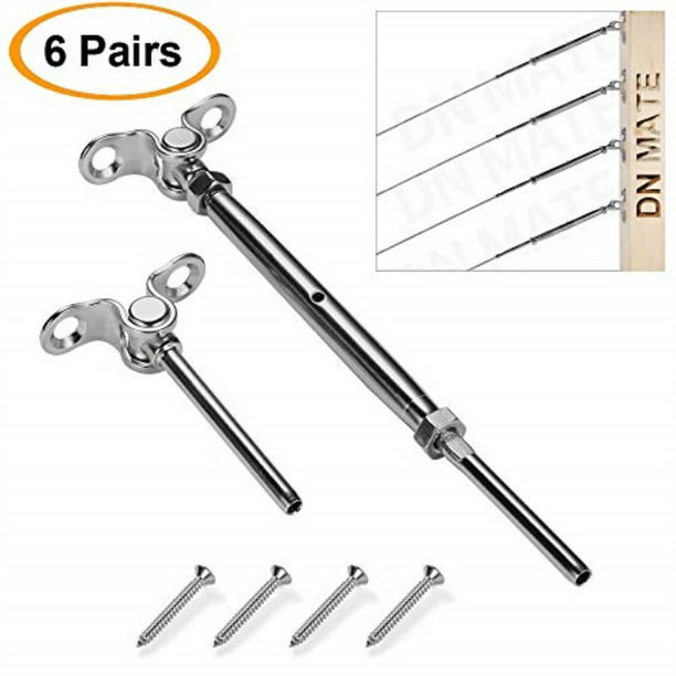 CKE 25 Pack T316 Stainless Steel 180° Adjustable Angle Cable Railing Hardware Kit 1/8 Wire Rope for Wood Post Marine Grade Adjustable Swage Toggle Turnbuckle Tensioner and End Fitting 